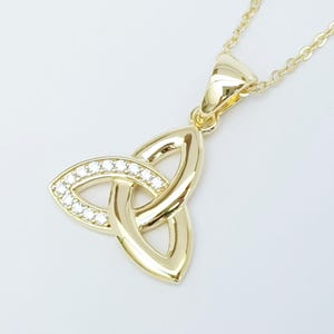 Celtic Trinity knot pendant, gold plated celtic necklace made in Ireland, Silver celtic pendant