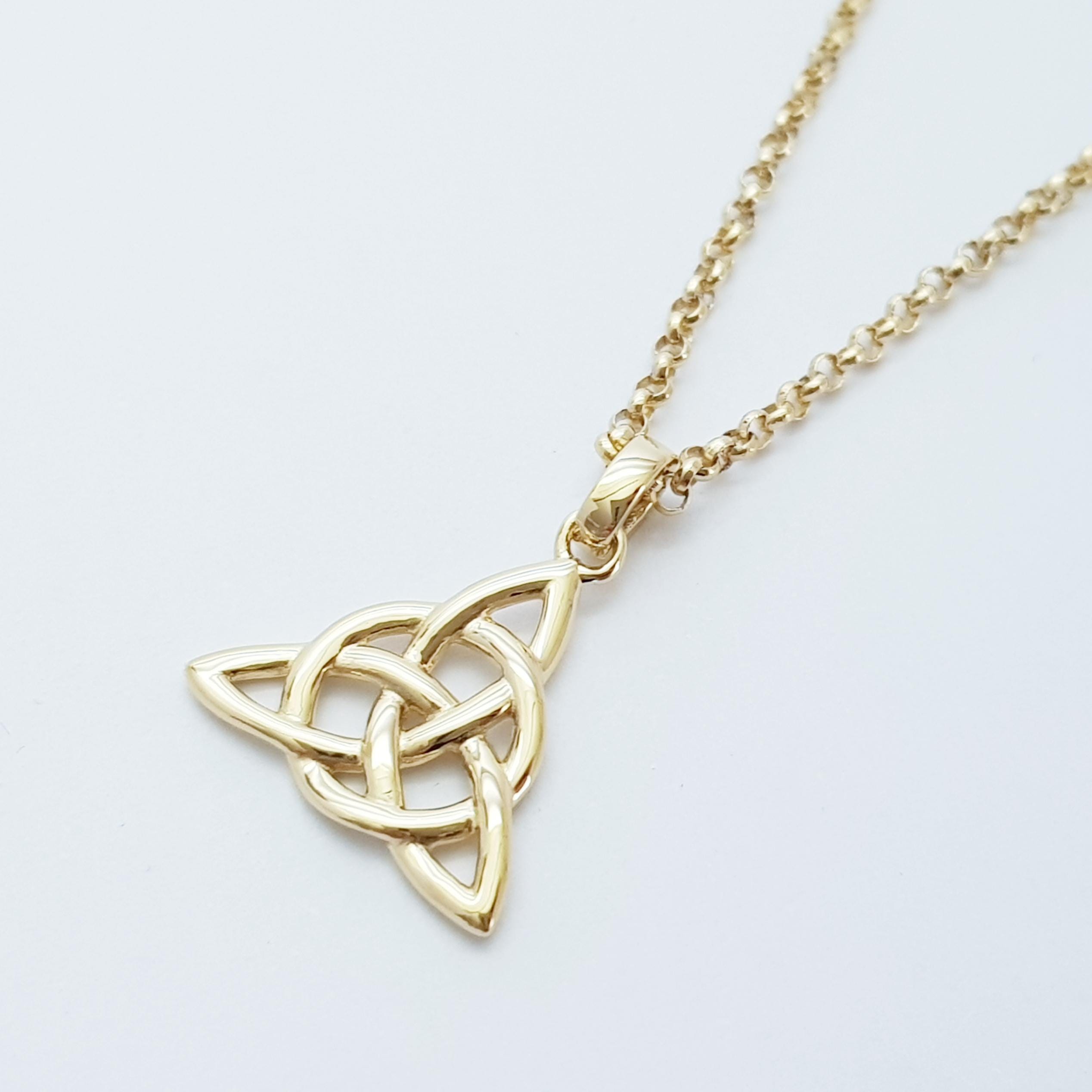Ciondolo Celtico Triquetra In Argento 925 Placcato Oro Giallo - Collana Varie Lunghezze