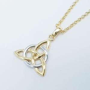 Celtic Trinity knot pendant, gold plated celtic necklace made in Ireland, Silver celtic pendant
