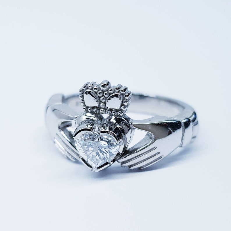 Platinum Claddagh Engagement and wedding ring set Etsy