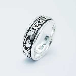 Sterling zilveren Claddagh-ring, Keltische knoop Claddagh-ring, Claddagh-band