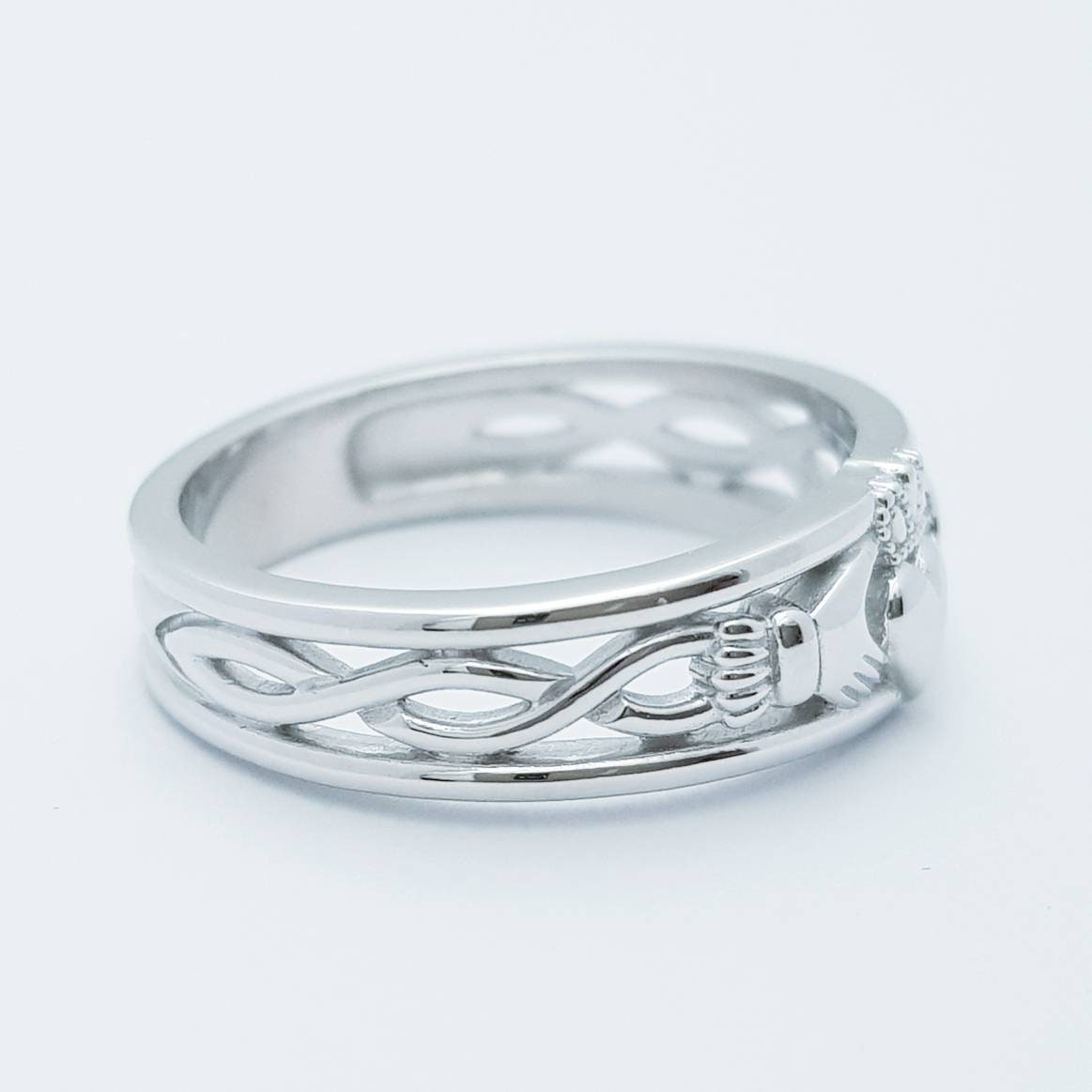 Anello In Argento 925 Con Nodo Celtico Traforato E Simbolo Claddagh, Per Donna, In Confezione Regalo