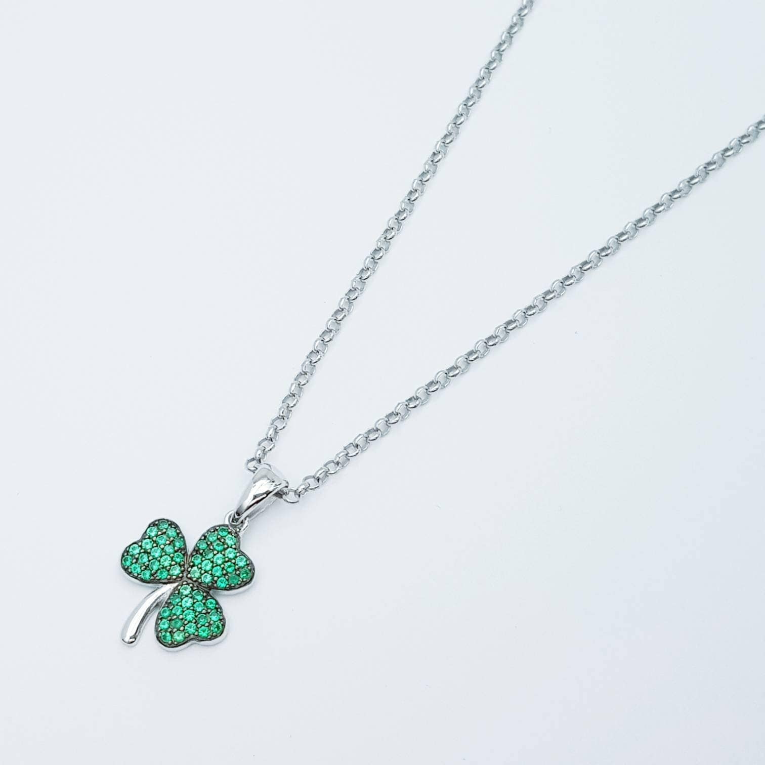 Shamrock Necklace Sterling Silver Shamrock Pendant Silver Four