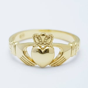 Gold-Plated Sterling Silver Claddagh Ring, Irish Jewelry