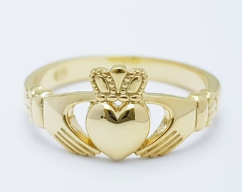 Dainty silver claddagh ring, Irish gold plated claddagh ring from Galway Ireland