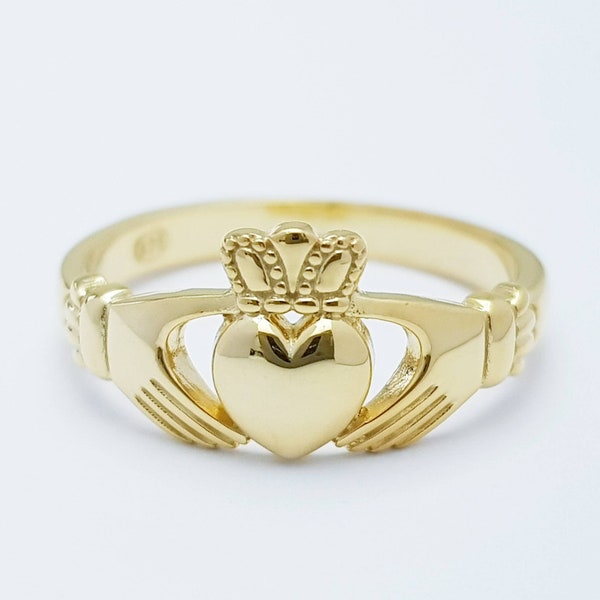 Zierlicher Silber Claddagh Ring, irischer vergoldeter Claddagh Ring aus Galway Irland