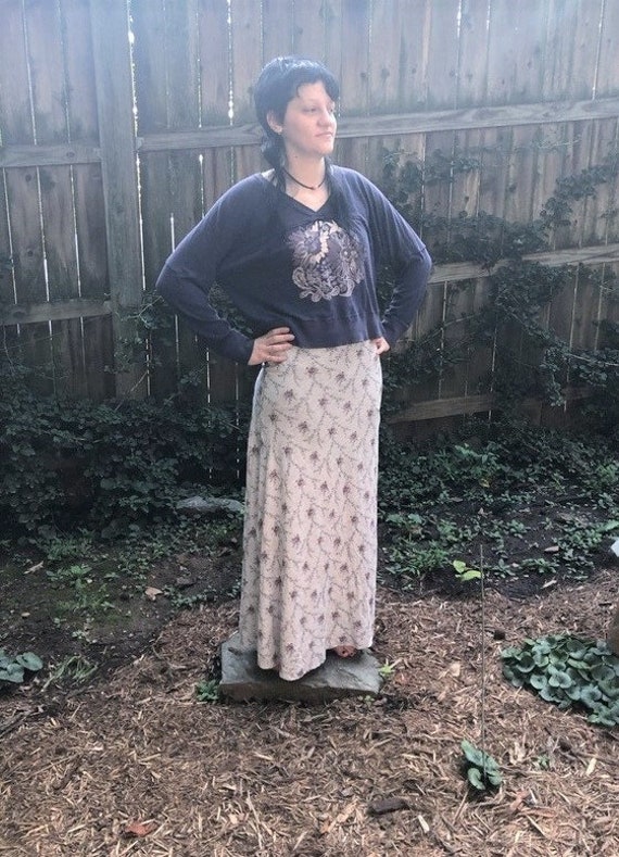 grey floral maxi skirt