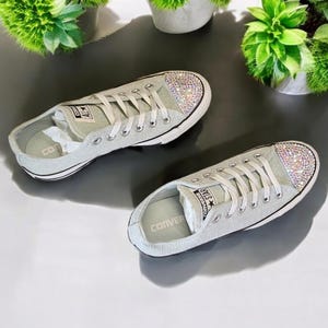 Ice Blue Sneakers, Women&#39;s Size 6.5 - Custom Crystal Rhinestone Converse