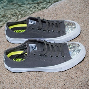 Custom Swarovski Crystal Converse Sneakers: Handcrafted Bling Chuck Taylors, Size 7.5