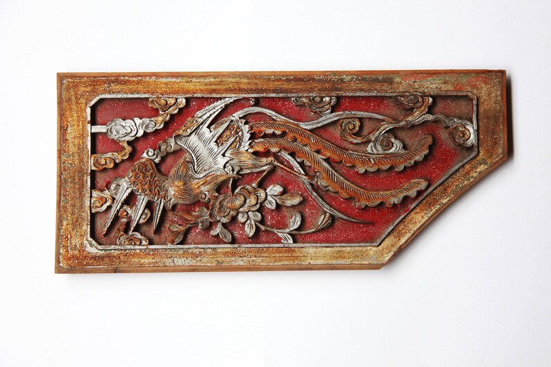 Antique Colorful Wood Carving Wood Wall Art Hanging Deco Wood Etsy