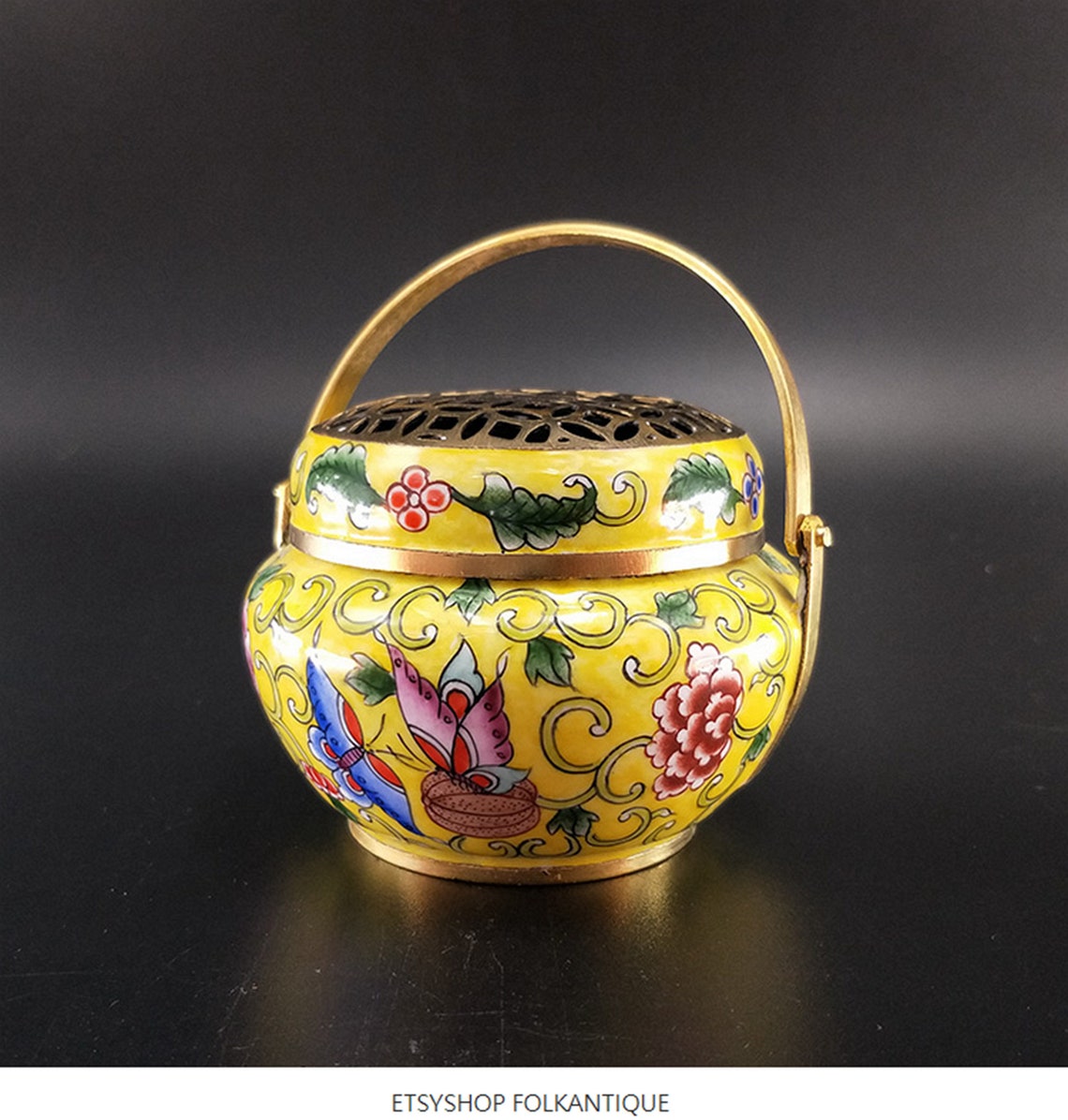 Hand Warmer Cloisonne Flower Butterfly Incense Burner With - Etsy UK