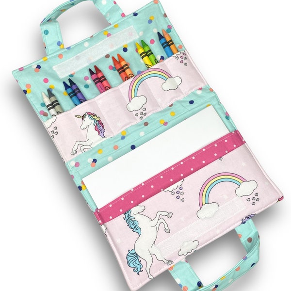 CRAYON CARRIER- GIRLS Unicorn Crayon Case- Crayon Organizer- Crayon Holder- Kid Crayon Set- Kids Art Organizer- Kids Coloring Kit