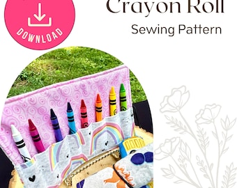 Kid Crayon Roll PDF Pattern– Travel Drawing Case– Crayon Holder– Kids Activity Bag– Car Coloring Case – Instant Download – Child Art Carrier