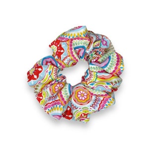 Bright FLORAL COTTON SCRUNCHIE- Soft Scrunchies- Hair Elastics- Girls Scrunchie- Bridal Scrunchies- Bridesmaid Scrunchies- Gift Scrunchie