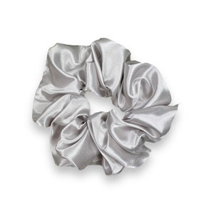 Silver SILKY SATIN SCRUNCHIE- Soft Scrunchies- Satin Hair Elastics- Bridal Scrunchies- Bridesmaid Scrunchies- Gift Scrunchies