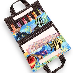 Crayon Carrier – Ocean Crayon Case – Crayon Organizer – Kids Crayon Holder – Crayon Set – Coloring Kit – Travel Art Roll – Gift for Kids