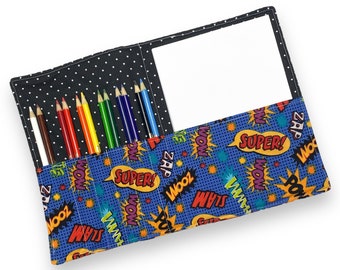 COLORED PENCIL SET Holder- Comic Pencil Art Set- Organisateur de crayons de couleur- Étui à crayons de couleur pour enfants- Organisateur d'art de crayon de couleur en tissu