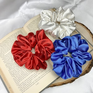 Patriotic SILKY SATIN SCRUNCHIE- Soft Scrunchies- Satin Hair Elastics- Bridal Scrunchies- Bridesmaid Scrunchies- Gift Scrunchies