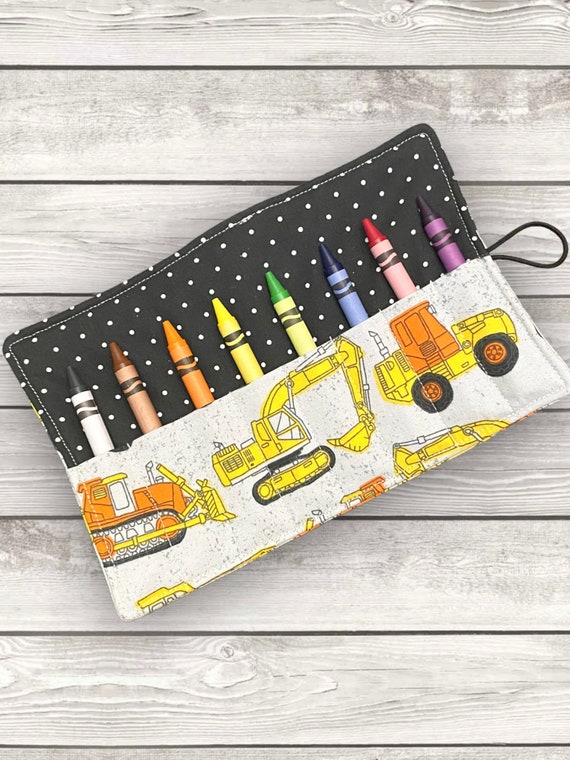 CRAYON ROLL for Toddlers/kids CONSTRUCTION Crayon Holder Crayon Case Crayon  Carrier Kids Art Set Holiday Gift 