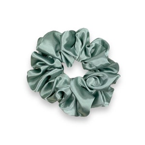 Sage Silky Satin Scrunchie: Soft Hair Tie, Bridal Style