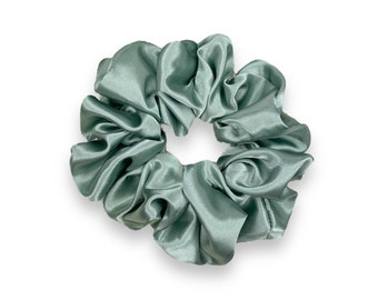 Sage Silky Satin Scrunchie: Soft Hair Tie, Bridal Style
