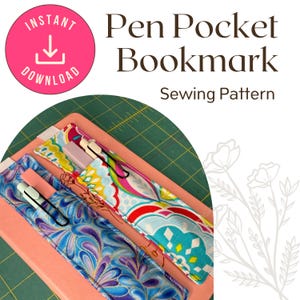 Pen Pocket Bookmark Sewing Pattern – PDF Journal Pencil Case – Notebook Pen Holder – Teacher Gift – Planner Band – Instant Download Tutorial