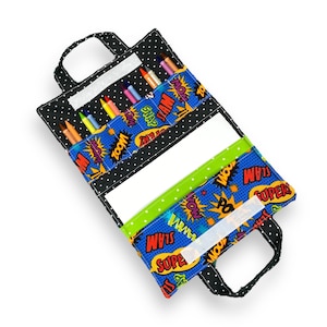 Crayon Carrier – Comic Crayon Case – Crayon Organizer – Kids Coloring Kit – Boys Crayon Holder – Kids Art Organizer – Gift for Children