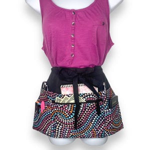 Teacher Utility Apron with Pockets – Half Apron with Zipper – Craft Fair Vendor Money Apron – Farmers Market Waist Apron