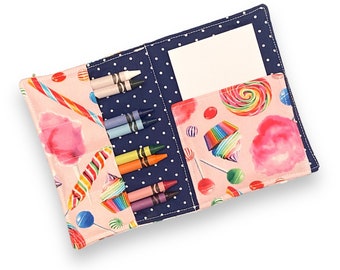 Mini Crayon Wallet: Kids Travel Coloring Case with Notepad
