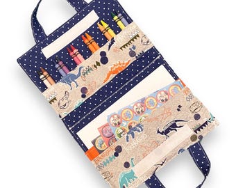 Dinosaurier Buntstift Tragetasche: Kids Travel Art Kit mit Notizblock