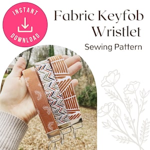 Fabric Key Fob Wristlet PDF Sewing Pattern: Beginner DIY Keychain Strap