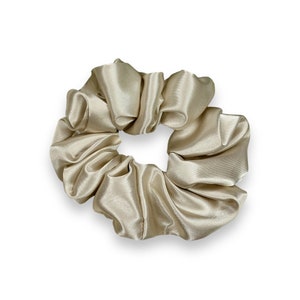 Champagne Silky Satin Scrunchie: Soft Hair Tie, Bridal Style
