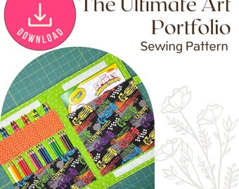 Ultimatives Art Portfolio PDF Schnittmuster, Buntstift, Buntstift & Malbuch-Organizer, Kinder Reise-Kunst-Fall, Anfänger Nähprojekt