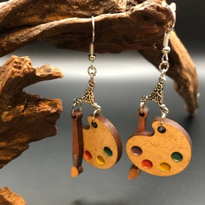 Paint Palette and Brush Earrings