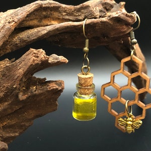 Bee, Honeycomb and Honey Jar Earrings