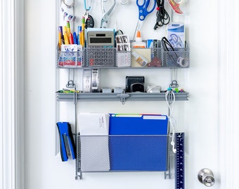 Office Hanging Storage File Organizer #4100 Silver by Longstem Organizers Hang Over the Door/Wall All-In-One - Replace Desk Clutter Patented