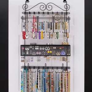 Longstem #6100 Over the Door/Wall Closet Hanging Jewelry Organizer Rack in Black Earring, Necklace, Bracelet Storage  Display Rated Best!