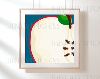 Apple Digital Print- Arte de pared imprimible, decoración del hogar, decoración minimalista, arte de descarga digital, seis tamaños, ideal para regalos