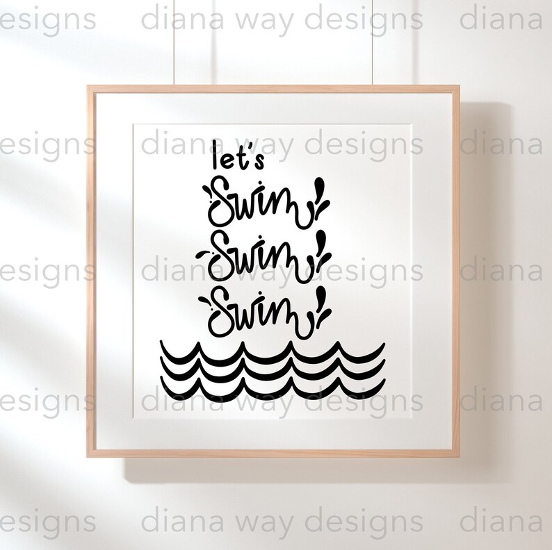 Swimming Cursive Lets Swim Swim Swim- Instant SVG/DXF/PNG Swimming Svg, Sports Svg ...