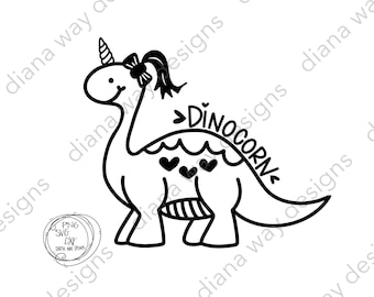 Dinocorn -Instant SVG/ DXF / PNG, dinosaurio svg, diseño de dinocorn, unicornio, archivo cortado, camisa de camiseta de dinocorn niño / niña, camiseta de bebé, máscara facial svg