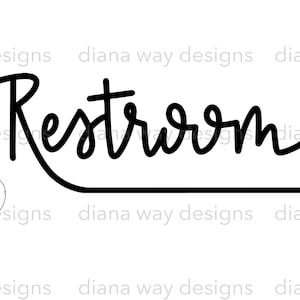 Restroom with arrow... Instant handwritten SVG/DXF/PNG restroom signage svg, toilet svg, bathroom, powder room svg, directions , signage