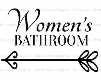 Baño de mujeres con flecha... Archivo SVG/DXF/PNG para señalización de baños, aseos, tocadores, indicaciones, señalización.