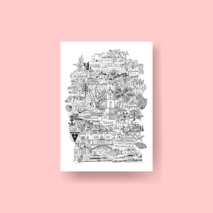 LE VAR   Carte imprimée en noir et blanc   Illustration de voyage