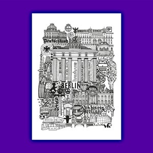 BERLIN   Carte imprimée en noir et blanc   Illustration de la ville