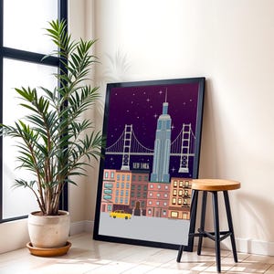 NEW YORK   Affiche colorée  Illustration de la ville