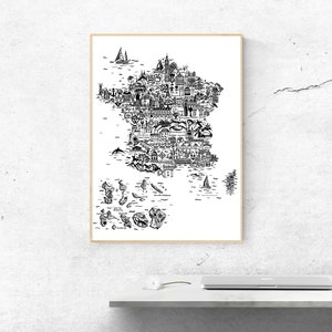 FRANKREICH XL Großformatiges Poster Illustration des Landes