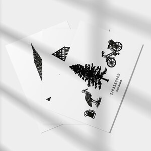 PACK STRASBOURG   Cartes imprimées en noir et blanc   Illustration de voyage en Alsace