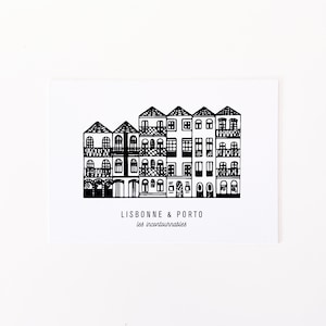 PACK LISBONNE PORTO Cartes imprimées en noir et blanc Illustration de voyage au Portugal image 2