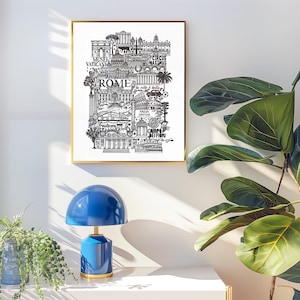 ROM Poster Illustration der Stadt Limitierte Auflage Französische Kreation Handgefertigt