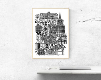 ROUEN XL  Affiche grand format   Illustration de la ville